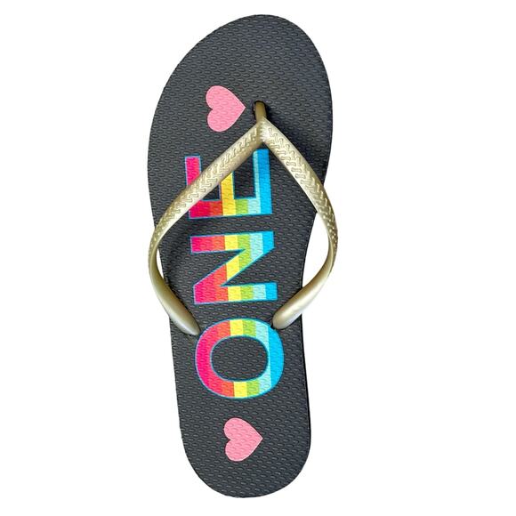 Chaser Women’s One Love Flip Flop Black Rubber Sandals Size S (36/37) NWT - Picture 4 of 6